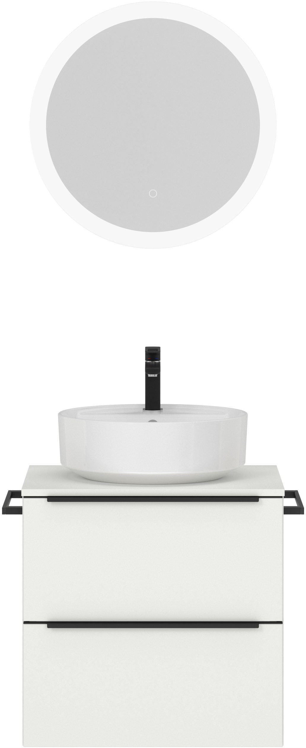nobilia® Badmöbel-Set Alvene, (2-St., vormontiert, mit Soft-Close), inkl. Spiegel mit Touch-Sensor, in vier Breiten