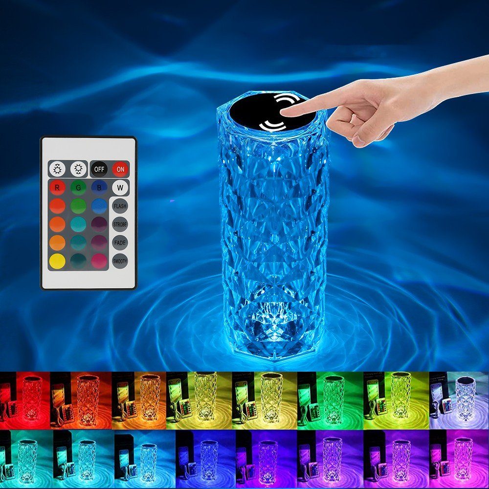Touch Kristall Lampe 16 Farbwechsel RGB Nachtlicht Remote USB