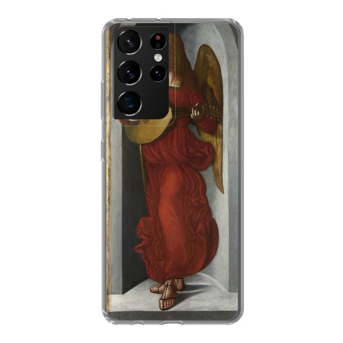 MuchoWow Handyhülle Ein Engel in Rot mit einer Laute - Leonardo da Vinci Phone Case Handyhülle Samsung Galaxy S21 Ultra Silikon Schutzhülle