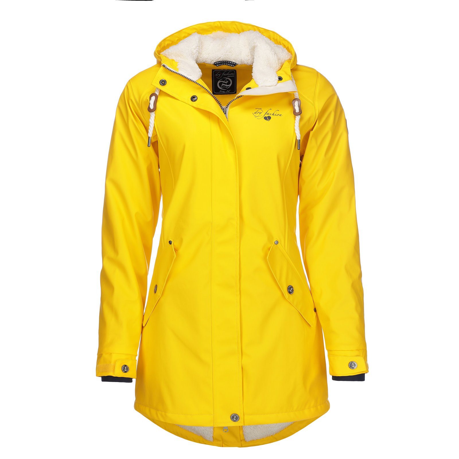 Dry Fashion Regenmantel Damen Regenjacke Malmö Kapuze und Teddyfleece - wind- und wasserdicht