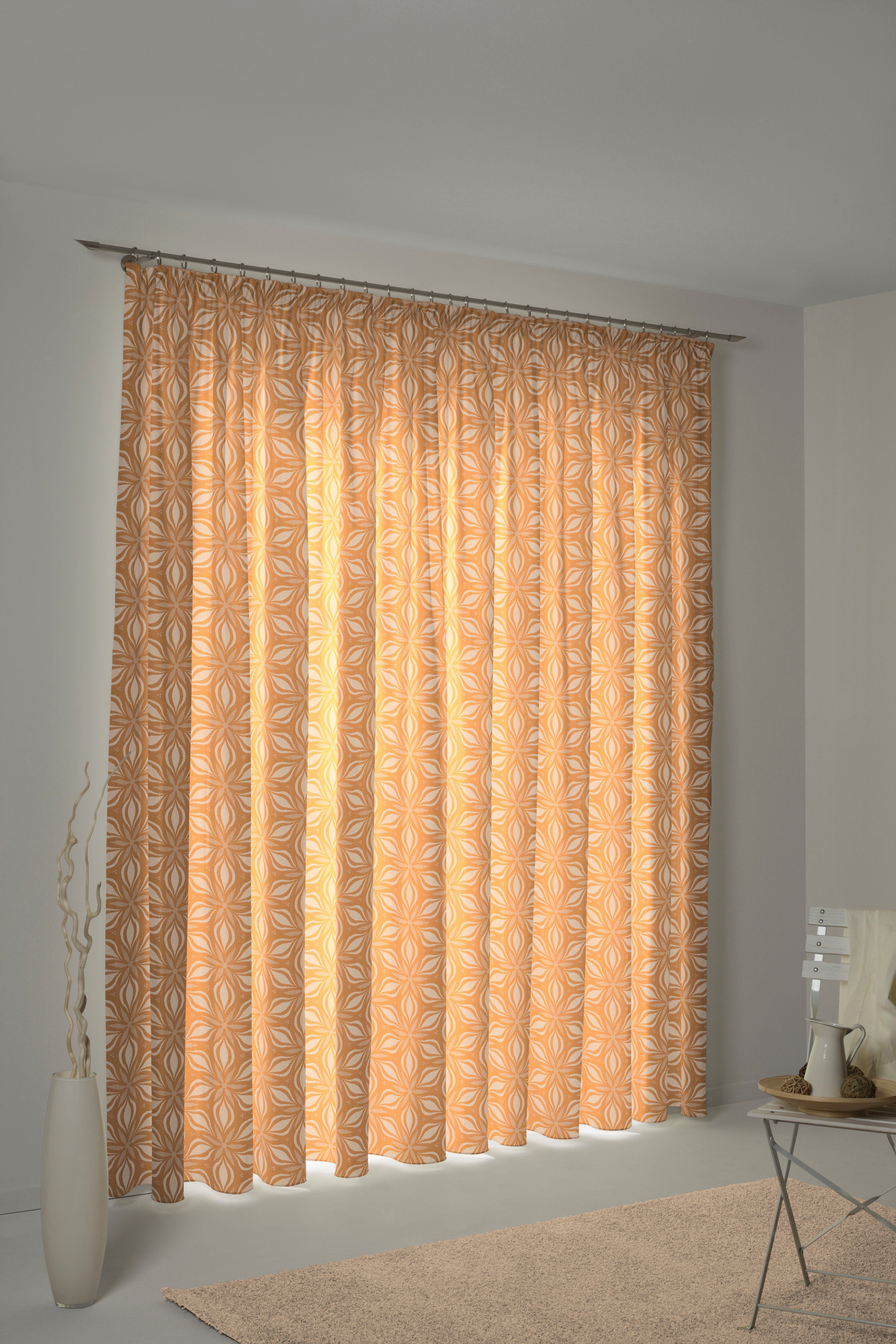 curry Jacquard, Floret, nachhaltig Adam, (1 blickdicht, Kräuselband Vorhang Retro St),