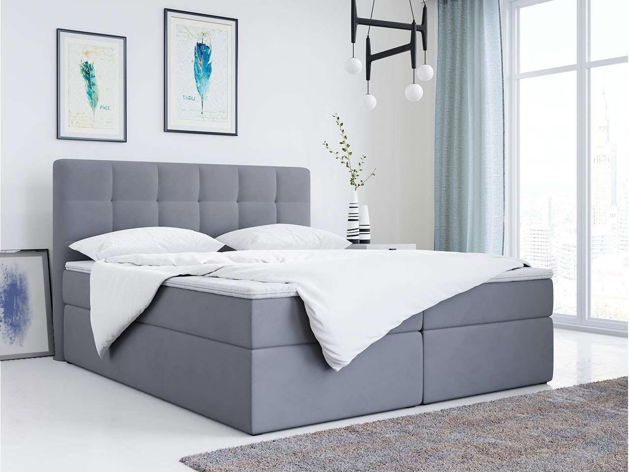 Boxspringbett TOP2, Polsterbett Multipocket-Matratze, Stauraumbett MKS mit MÖBEL