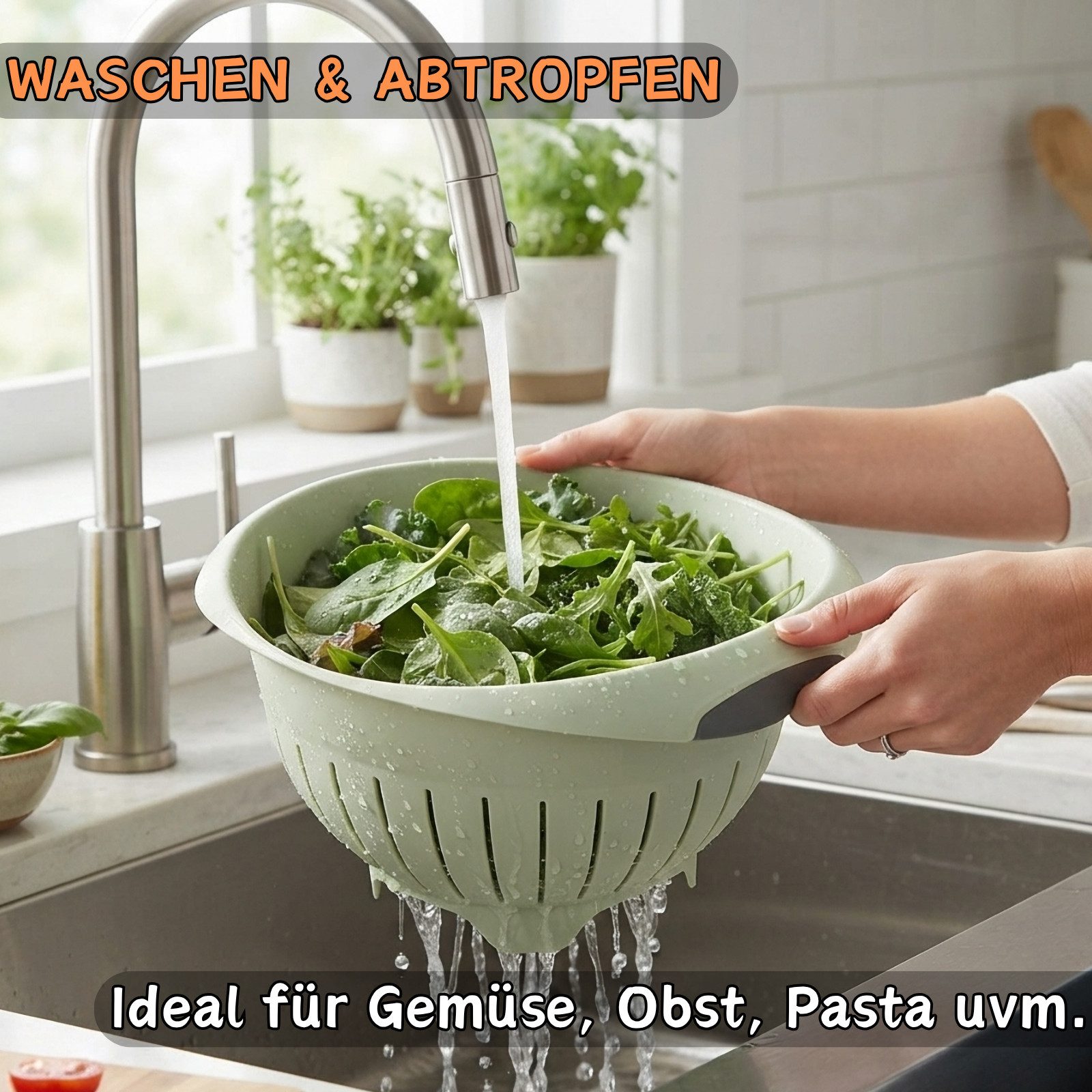 Engelland Nudelsieb Abtropfsieb, Seiher, Kunststoff, (Vorteils-Set, 1-St., Ø 24,5 cm), spülmaschinengeeignet, BPA-frei, lebensmittelecht