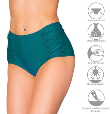 Aquarti Bikini-Hose Aquarti Damen Bikinihose mit Hoher Taille und Raffung