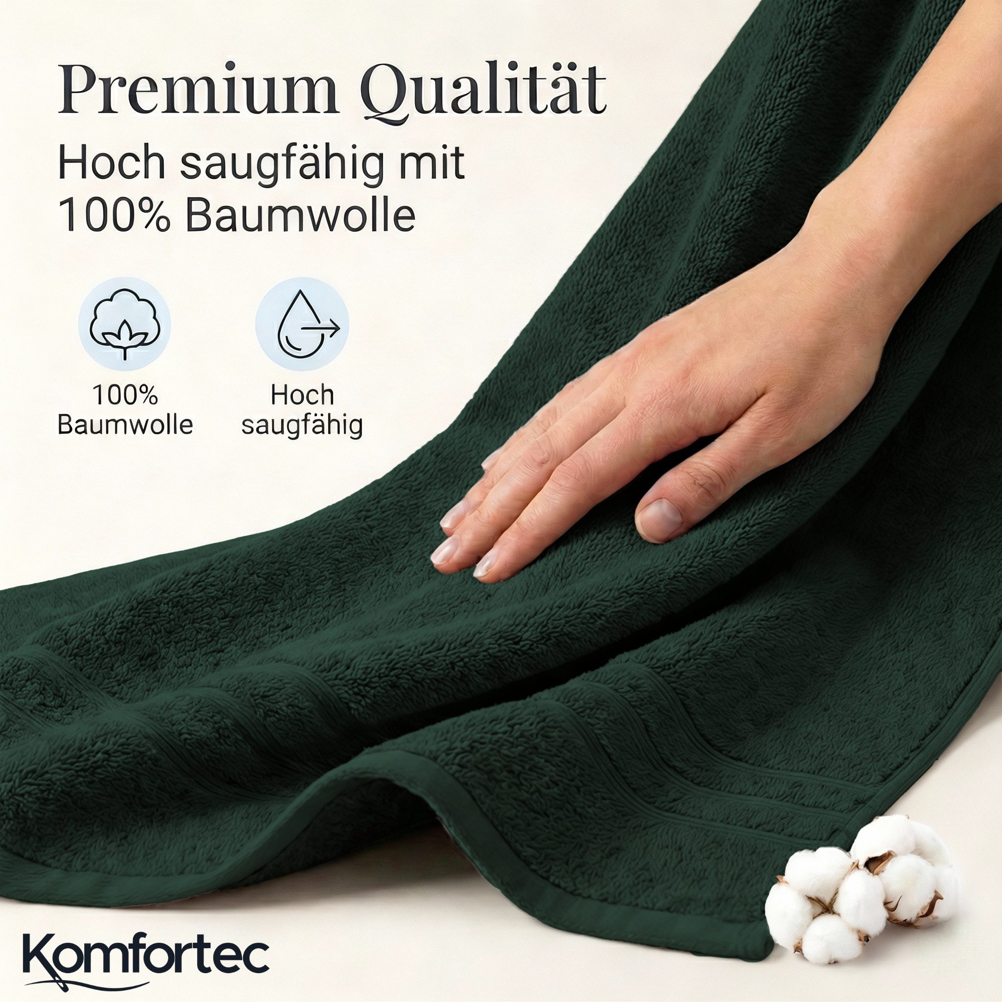 Komfortec Saunatuch Frotte aus 100% Baumwolle, Frottee (Packung, 2-St), 80x200 Saunatücher set XXL, Weich, Schnelltrocknend – Bild 4 von 5