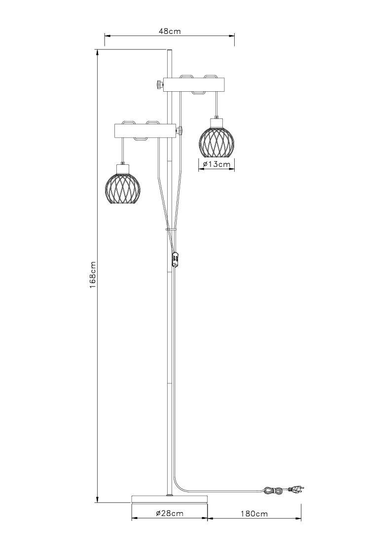 GLOBO GLOBO Lighting cm) LEUCHTEN (LBH cm Stehlampe PAULO Stehleuchte, LBH 48x25x168 48x25x168 Stehleuchte