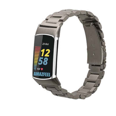 kwmobile Uhrenarmband Edelstahl Uhrenarmband für Fitbit Charge 6 / Charge 5, Ersatzarmband für Smartwatch - 14 - 22 cm Innenmaße