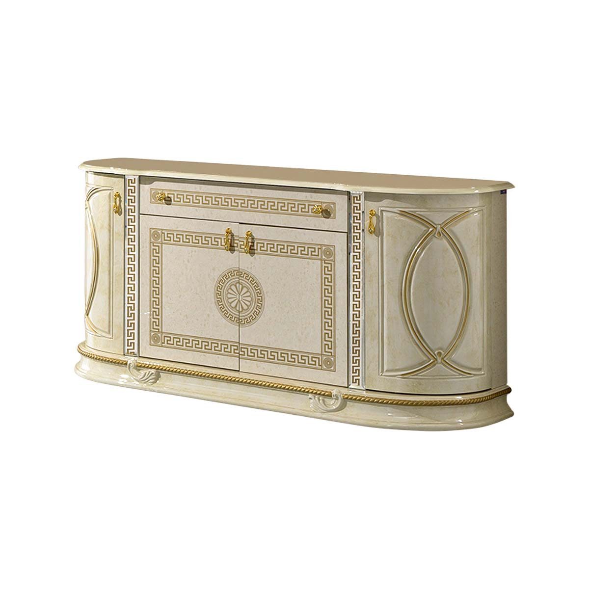 Interdesign24 Sideboard Venus (4-Türig, im Barock-Stil, mit Goldverzierungen), in Beige/Gold Hochglanz