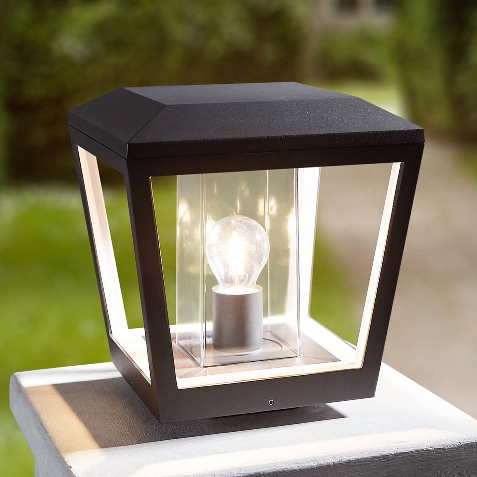 Lucande Außen-Stehlampe Dunia, Metall, Schwarz IP54, 1 x 15 W LED