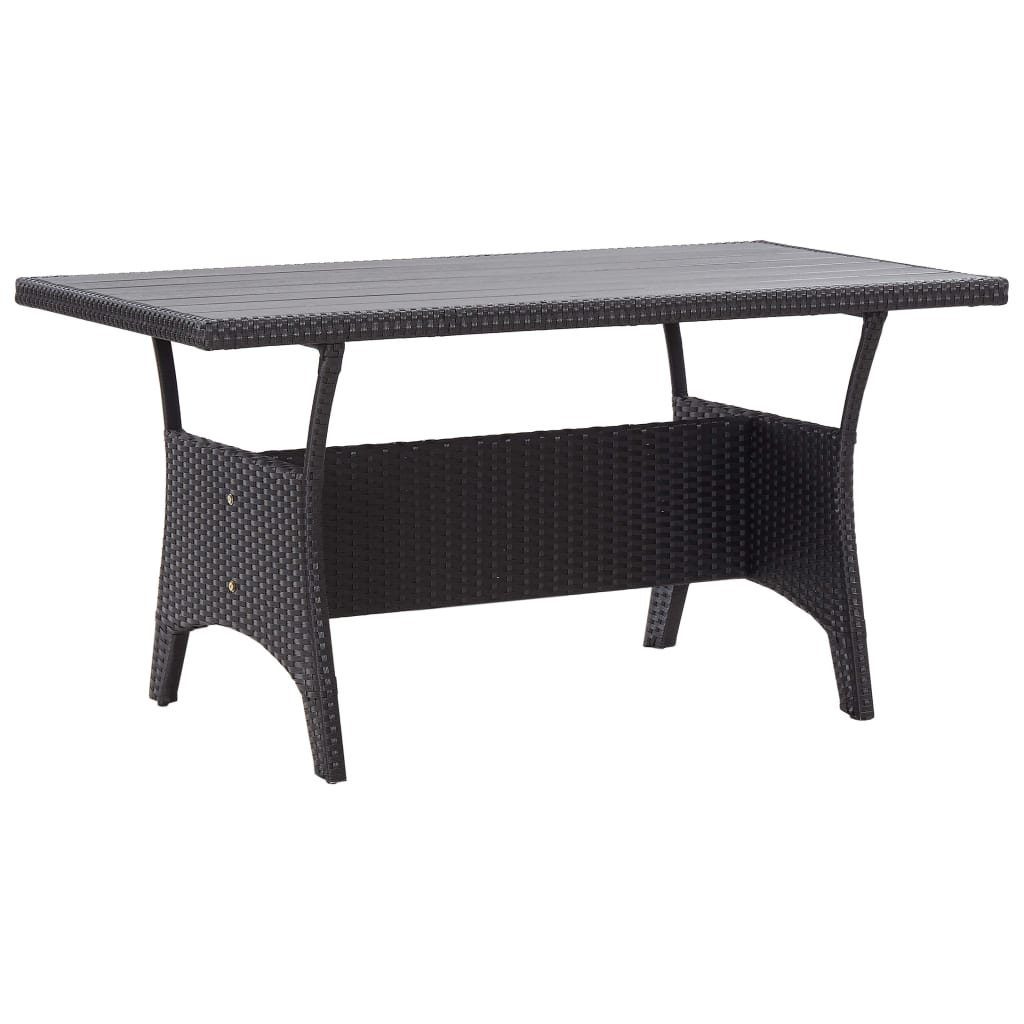 furnicato Gartentisch aus PE-Rattan 120x70x66 cm Schwarz (1-St), Witterungsbeständiger Outdoor-Tisch mit robustem Stahlgestell