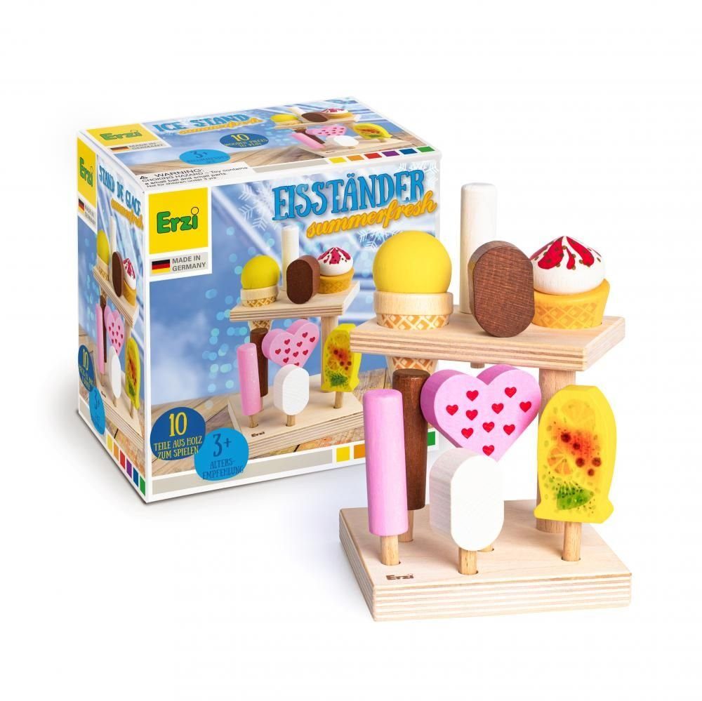Erzi® Kaufladensortiment, (Set, 10-tlg), Eisständer summerfresh, Kinder Holz Spielzeug