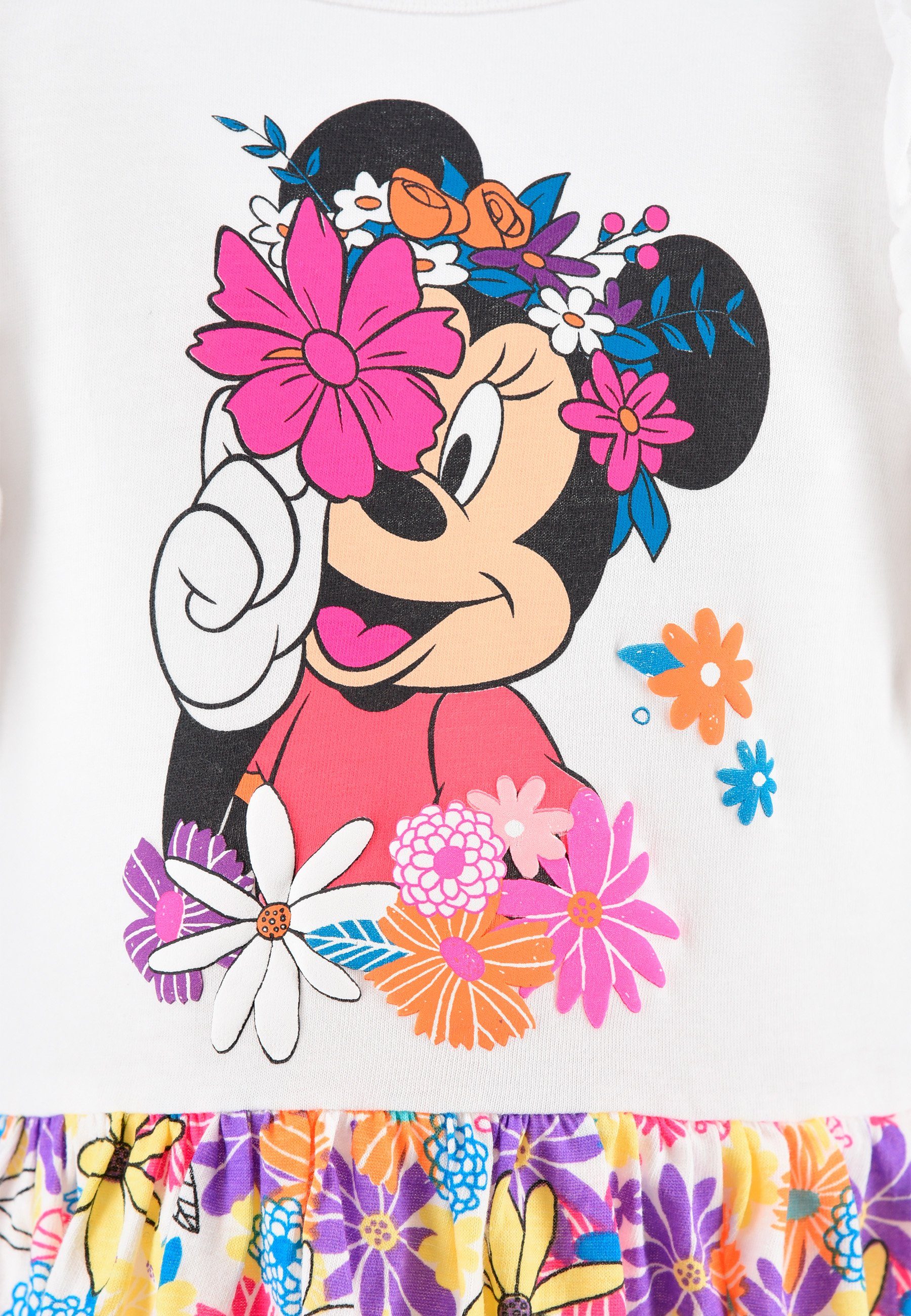 Mädchen Sommer-Kleid Mouse Weiß Shirtkleid Ärmellos Minnie Disney