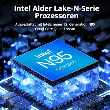 Ninkear N9 Mini-PC (Intel N95 Alder Lake-N, Intel UHD-Grafik, 8 GB RAM, 256 GB SSD, Windows 11, Drei-Bildschirm-Anzeige)