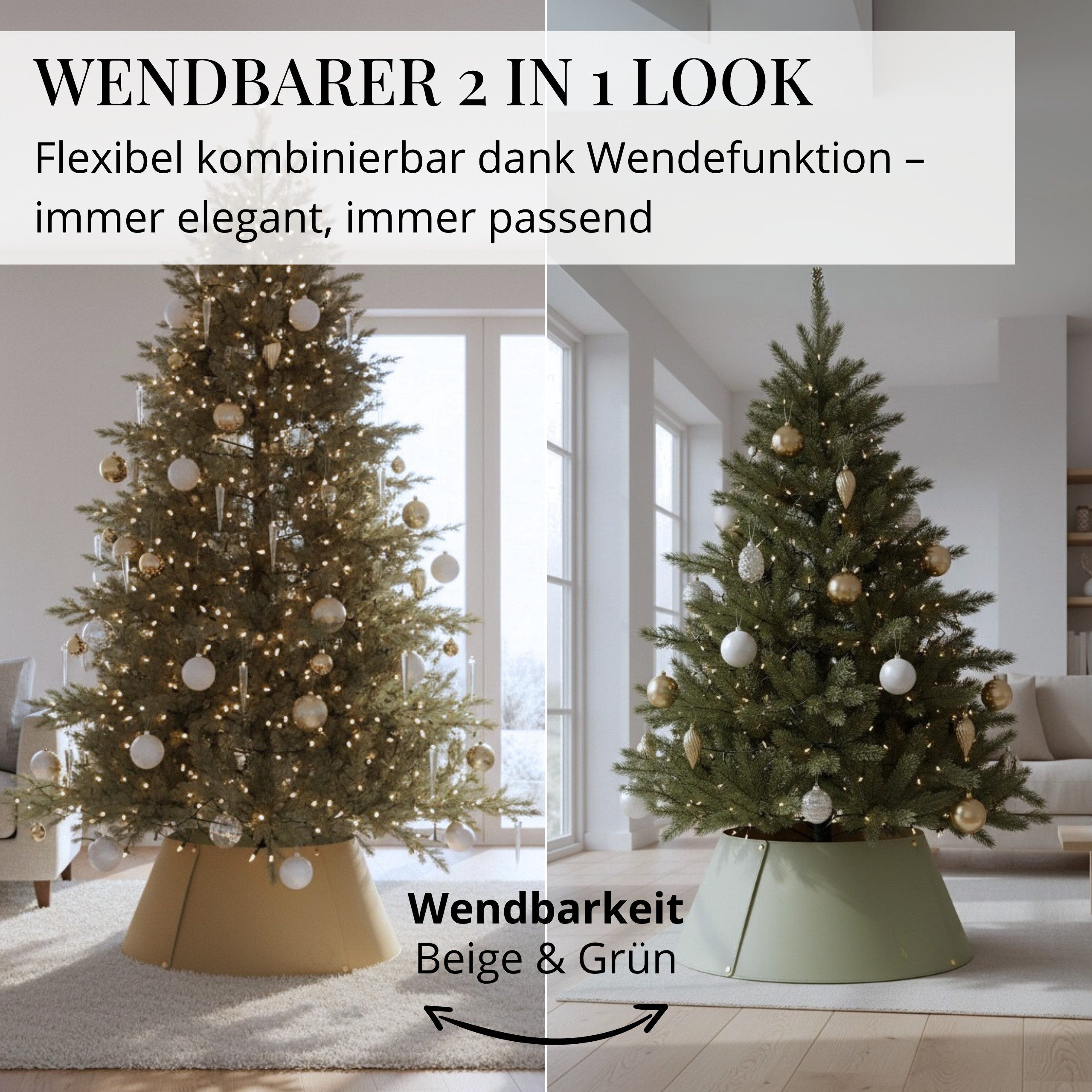 LIVLIG Weihnachtsbaumdecke Weihnachtsbaum Kragen, Weihnachtsbaum Rock, Baumständer Korb, Größenverstellbar, Beidseitig nutzbar