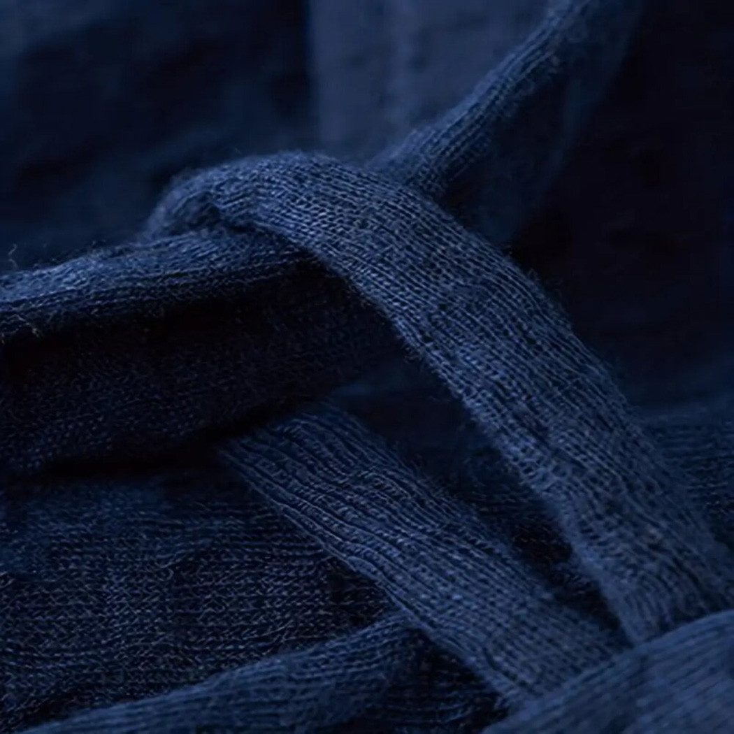 Badekönig Herrenbademantel Waffelpique, Kapuze, Gürtel, Langform Blau 100% günstig online kaufen