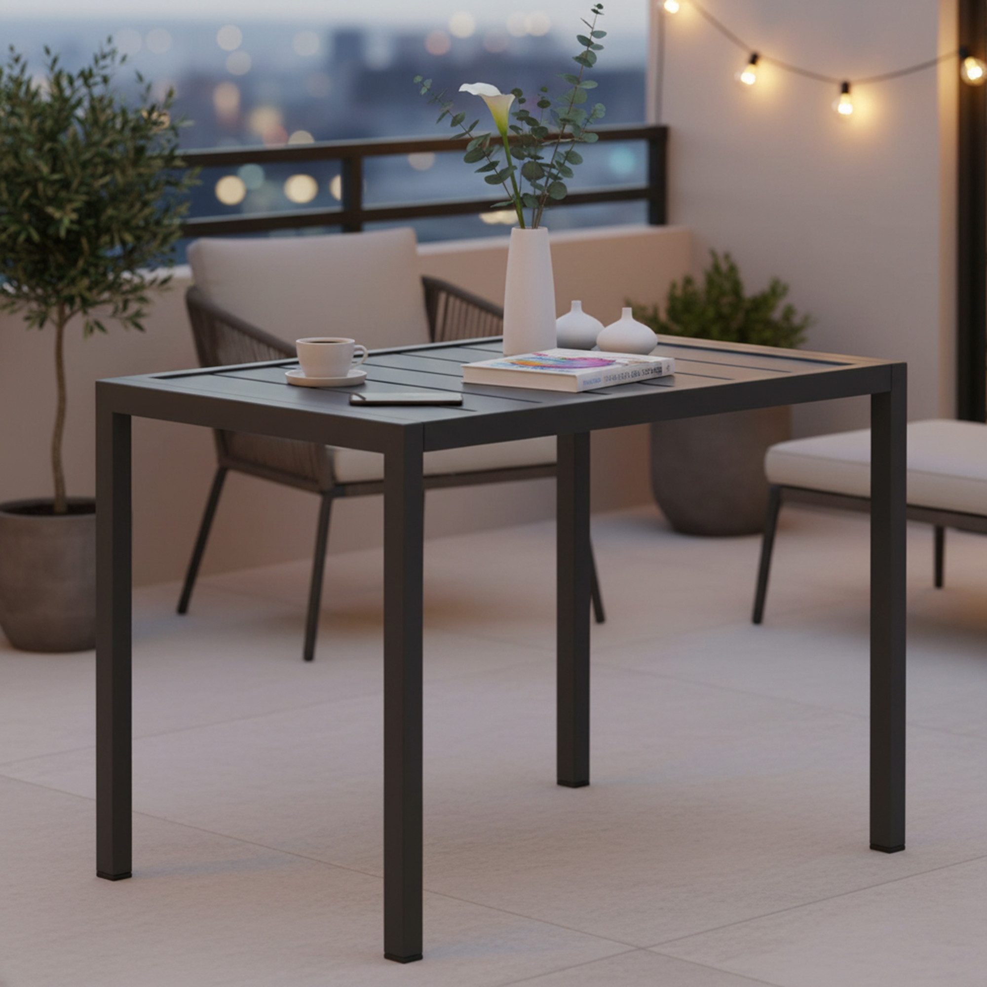 Mucola Gartentisch Outdoor Beistelltisch 46x35cm Aluminium Terrassentisch rechteckig (Stück, 1-St., 1 Tisch), hitze- und wetterbeständig – Bild 4 von 5
