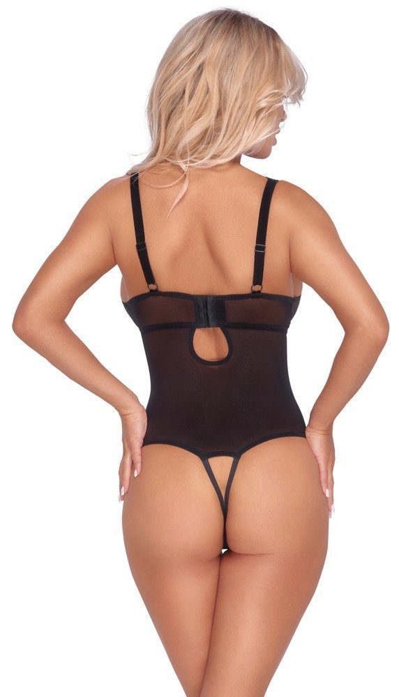 Cottelli Collection Body Transparenter Spitzen-Body - schwarz (1-tlg) Schöner tiefer Ausschnitt – Bild 4 von 4