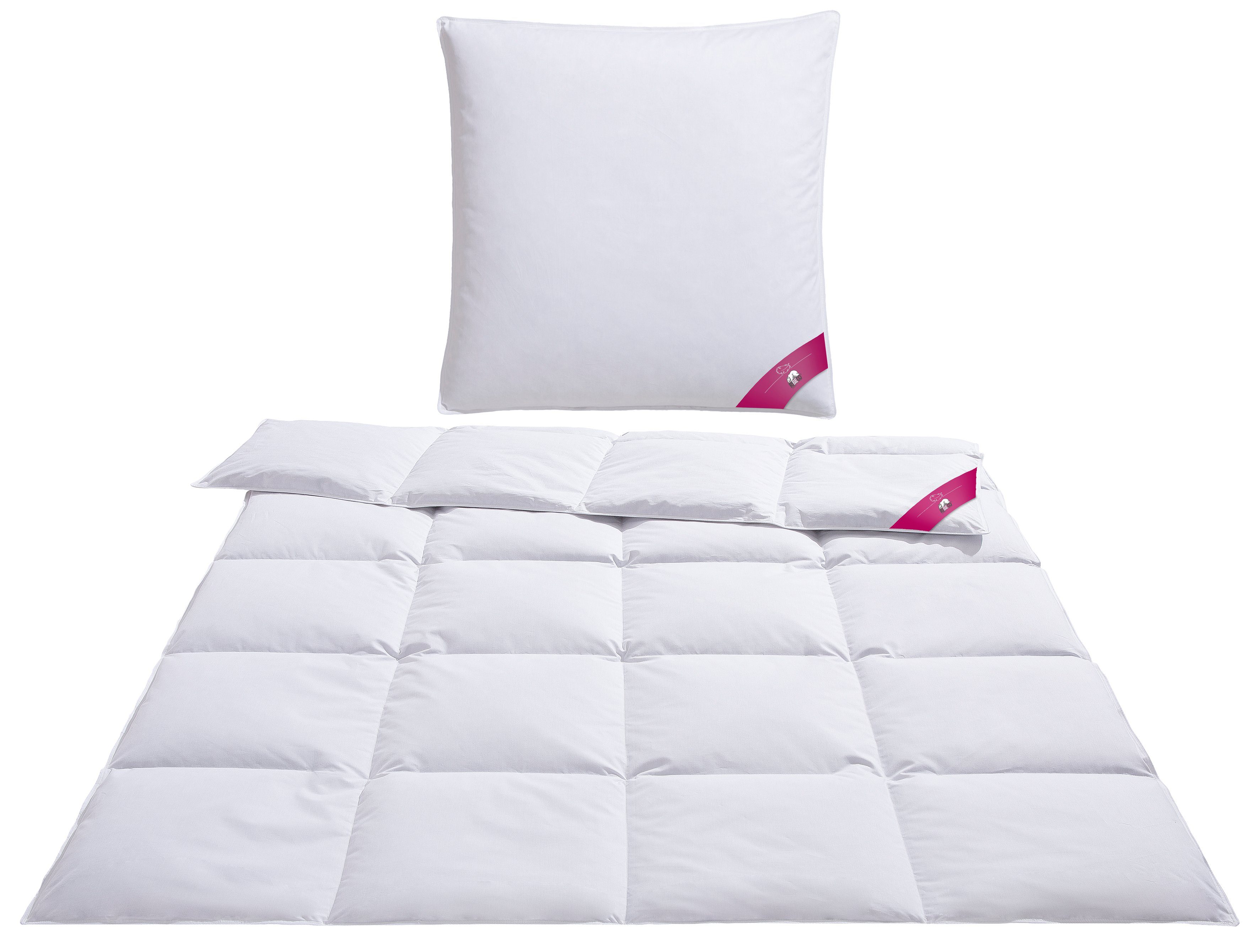 RIBECO Daunenbettdecke + Kopfkissen Johanna, Füllung: Bettdecke: 80% Daunen günstig online kaufen