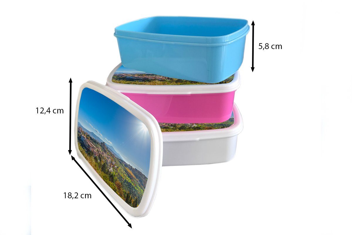 Kunststoff, MuchoWow - Erwachsene, Kunststoff für Toskana Lunchbox Italien - Kinder, Brotbox Brotdose (2-tlg), rosa Mädchen, Sonne, Snackbox,