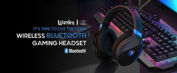 Sades SADES Warden I SA-201 Gaming Headset, Wireless, schwarz/blau, USB Gaming-Headset (Rauschunterdrückung, kabellos, Stereo, Over Ear, Bluetooth 5.0, 2,4 G 3,5 mm)