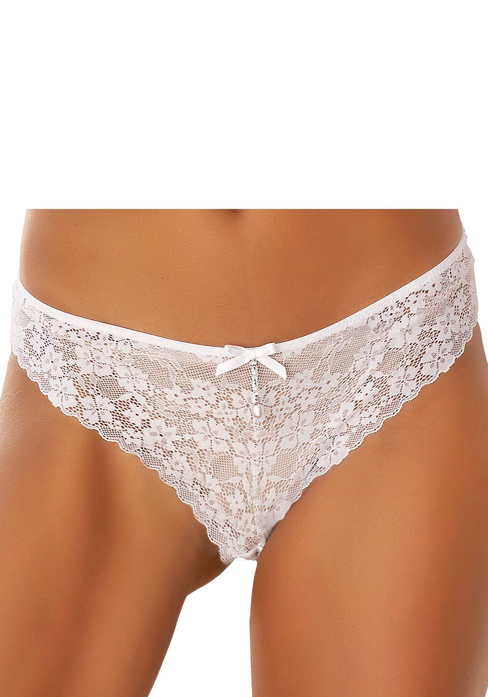 LASCANA String rundherum aus floraler Spitze, Dessous weiß