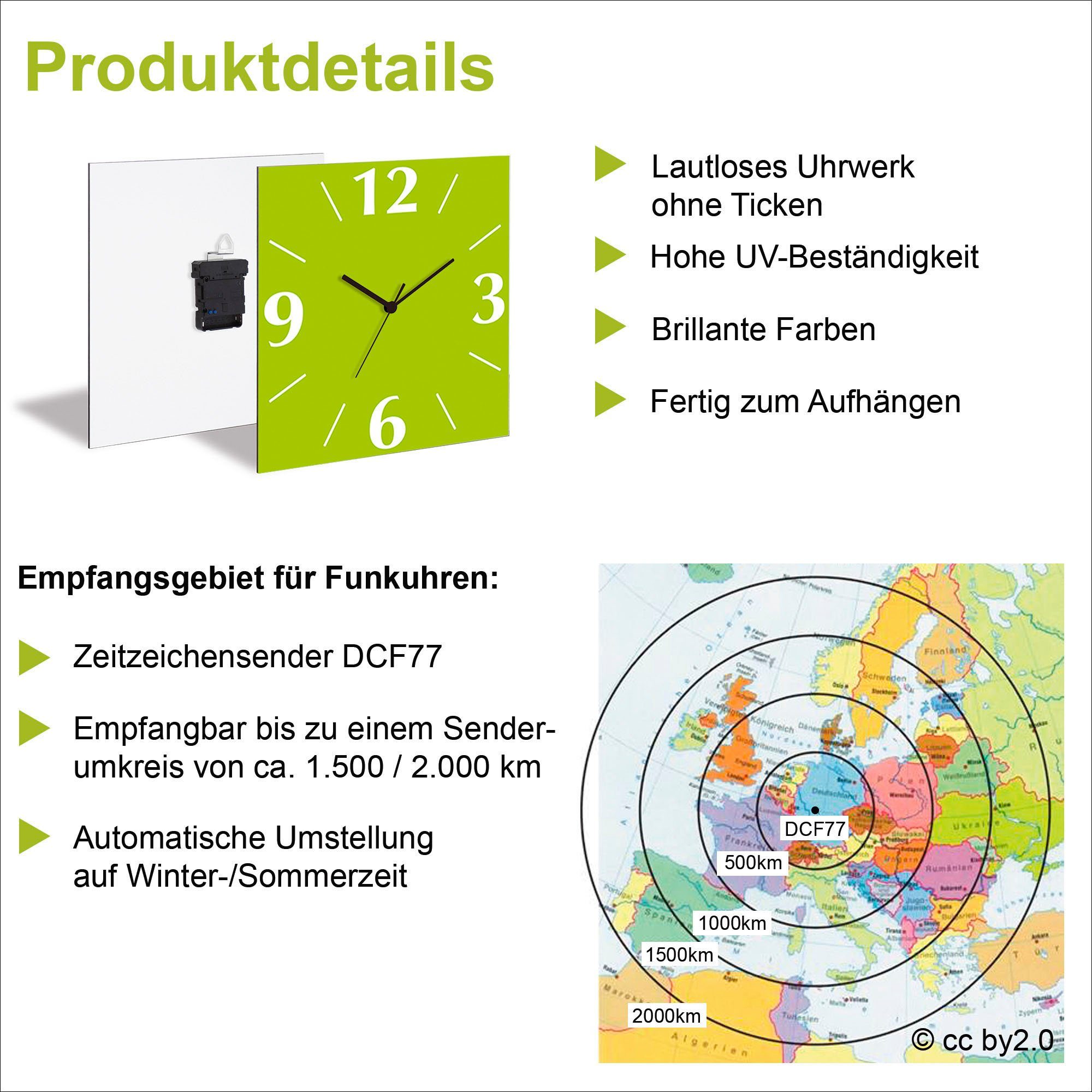 OTTO home Wanduhr Marmor (wahlweise mit Quarz- oder Funkuhrwerk, lautlos ohne Tickgeräusche)