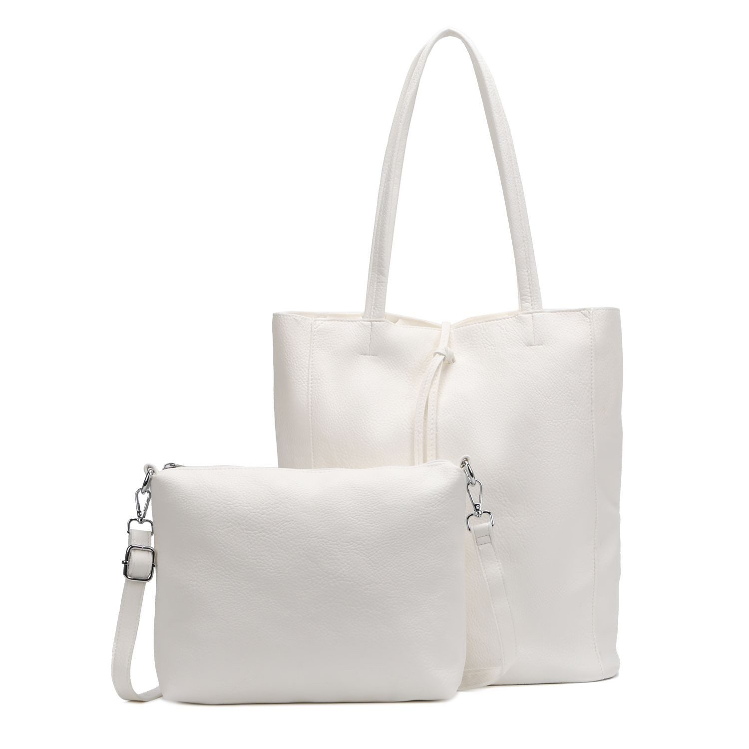 ITALYSHOP24 Schultertasche SET 2in1 Damen Tasche Umhängetasche XXL Shopper, Leichtgewicht Hobo + Crossbody Bag / Schmucktasche