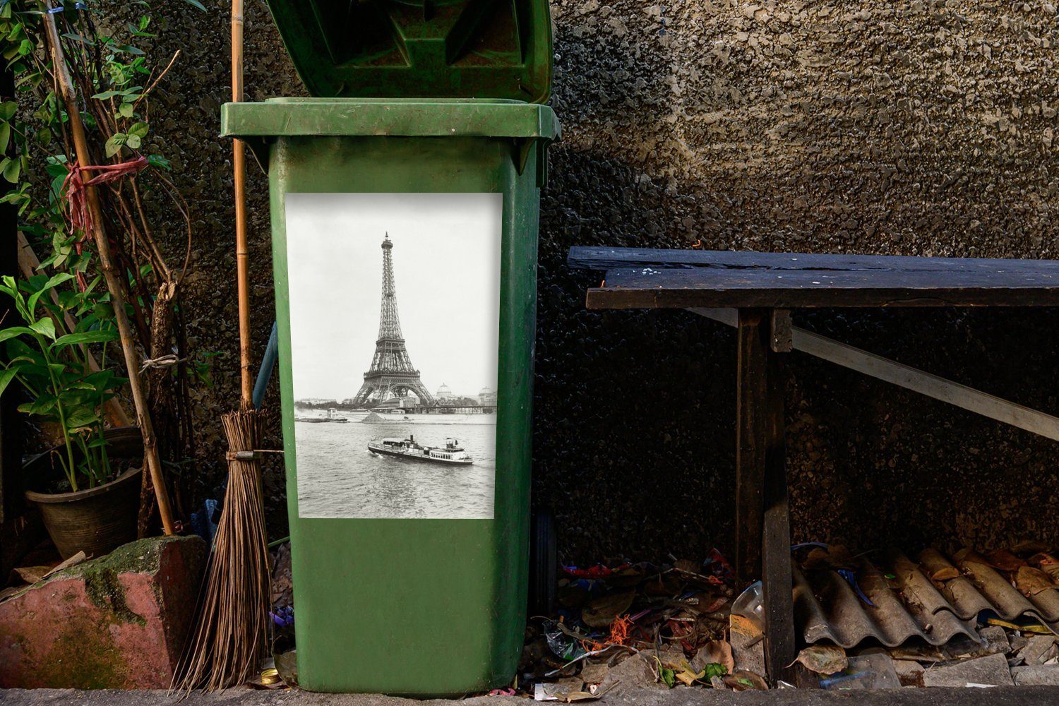 - Eiffelturm Wandsticker Mülleimer-aufkleber, Frankreich MuchoWow (1 Mülltonne, St), Abfalbehälter Seine - Container, Sticker,