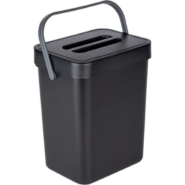 WENKO Ausklopfbehälter Wenko Abfallsammler Mülleimer Kücheneimer mit Griff Tago 5 liter