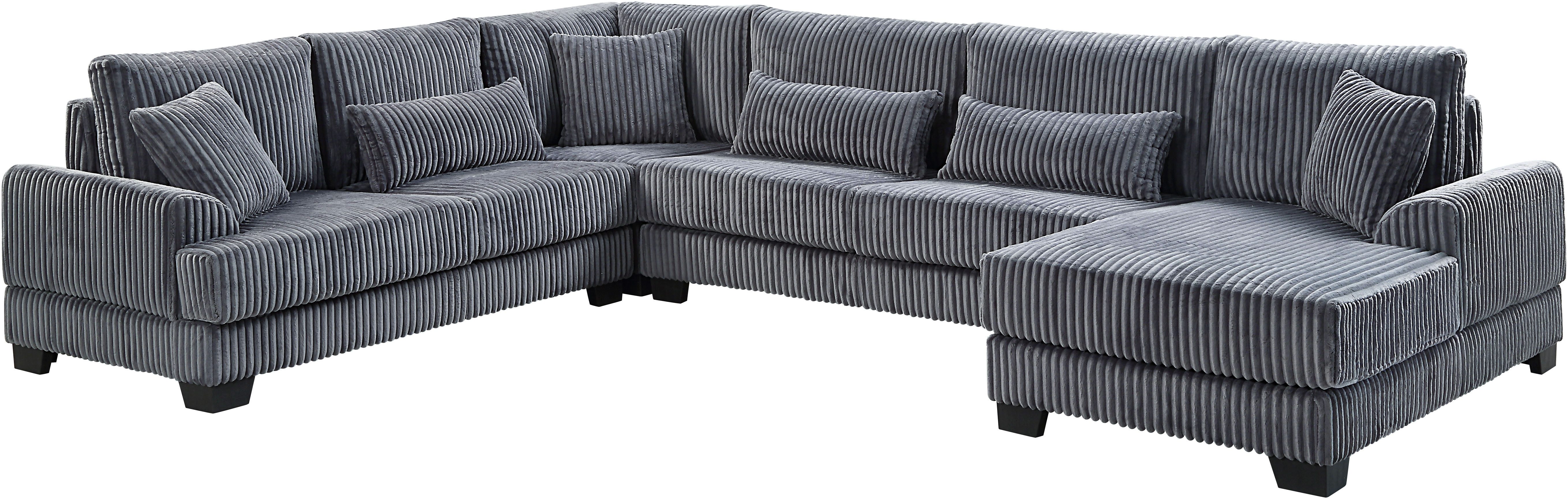 ATLANTIC home collection Wohnlandschaft Miron, U-Form, Breite: 332cm, weicher XXL-Cordbezug, inklusive 6 Zierkissen