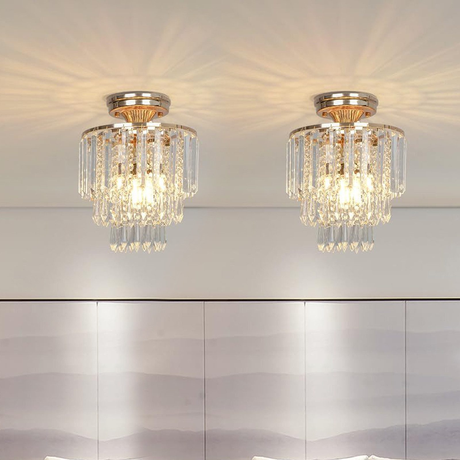 BlingBin Kronleuchter Kristall-Deckenleuchte, 3-lagige Kristalllampe Decken günstig online kaufen