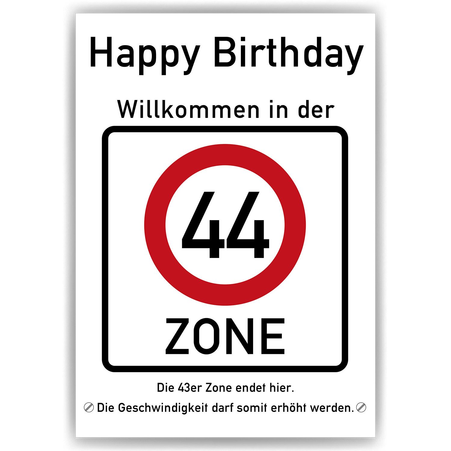 Tigerlino Poster 44. Geburtstag Geschenk Verkehrszeichen Karte Happy