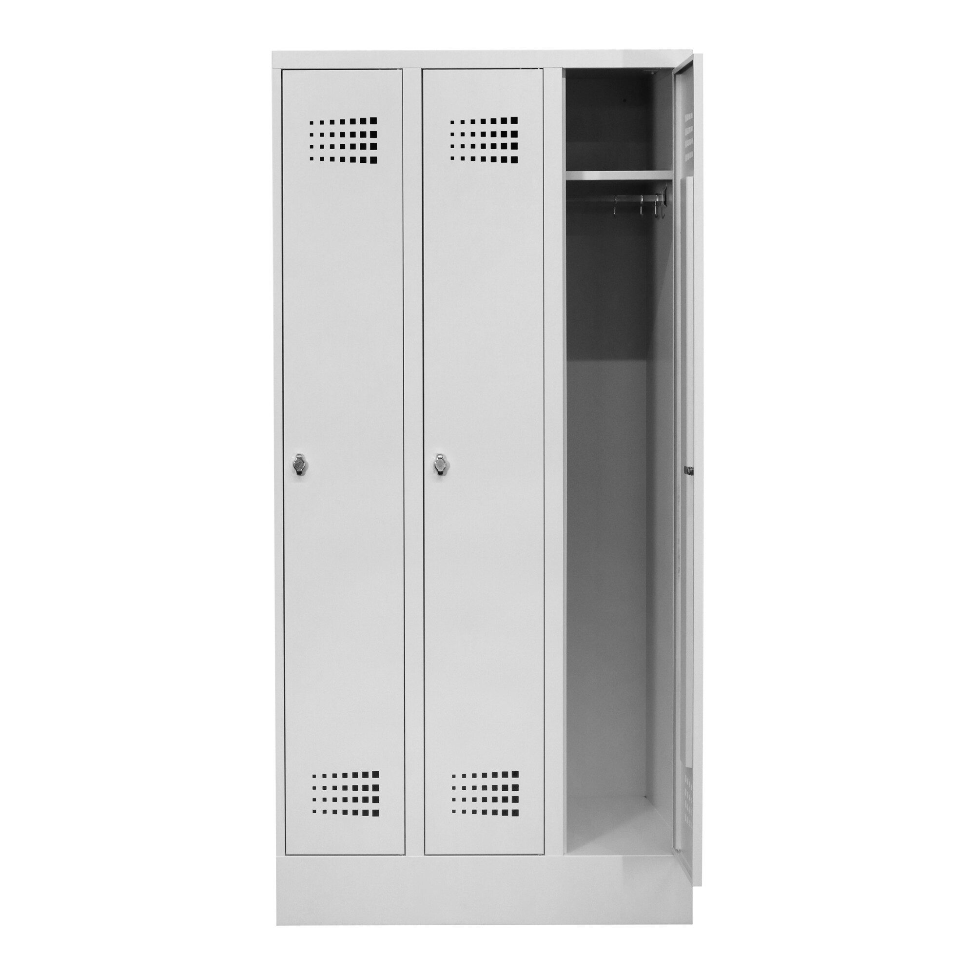 Stier STIER Garderobenspind Premium mit Sockel 3 Abteile Drehriegel lichtgra