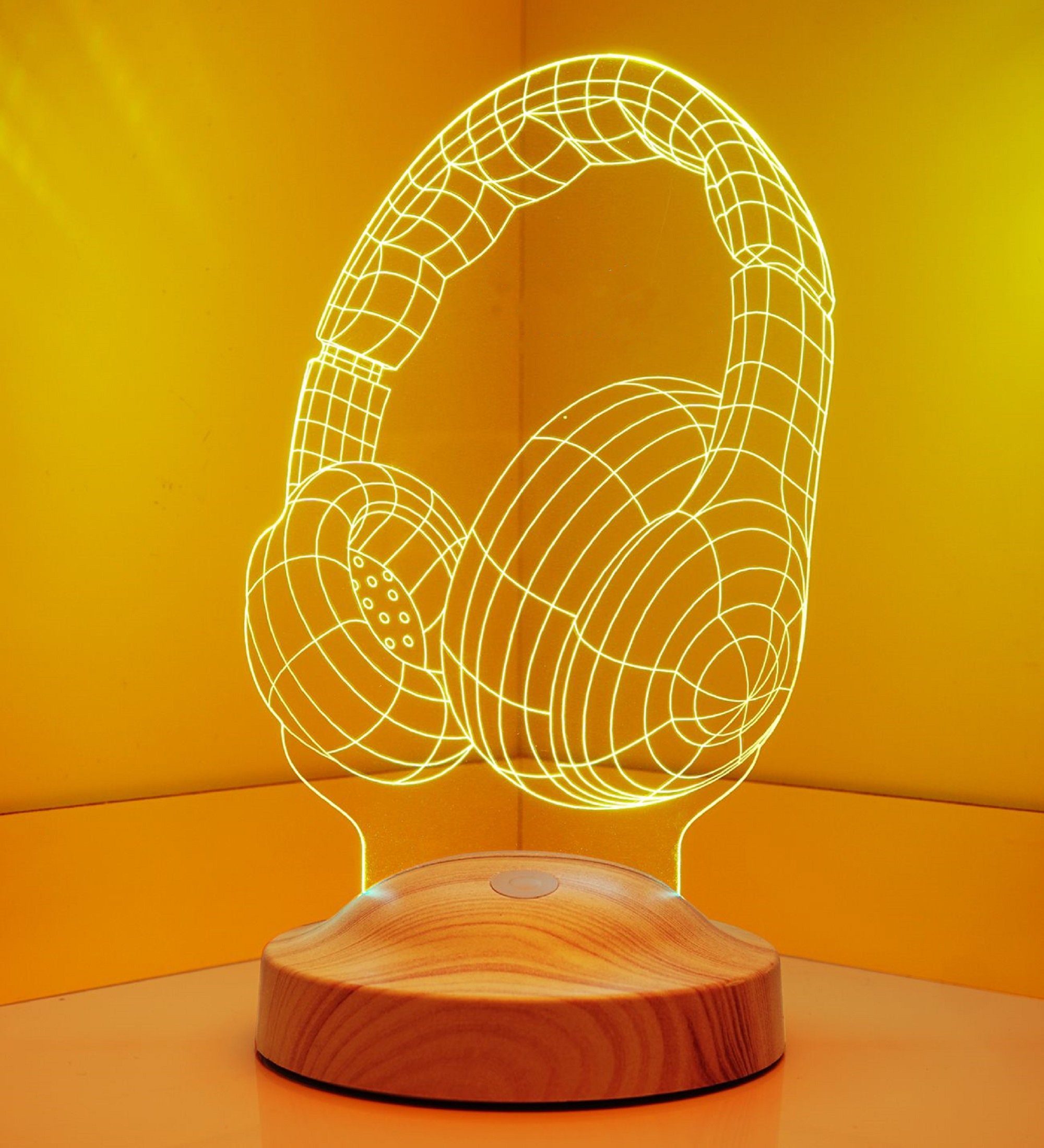 Geschenkelampe LED Nachttischlampe Kopfhörer 3D mehrfarbige Lampe Geschenk für Musiker, Sänger, Leuchte 7 Farben fest integriert, Geschenk für Freunde, Kollege – Bild 3 von 5