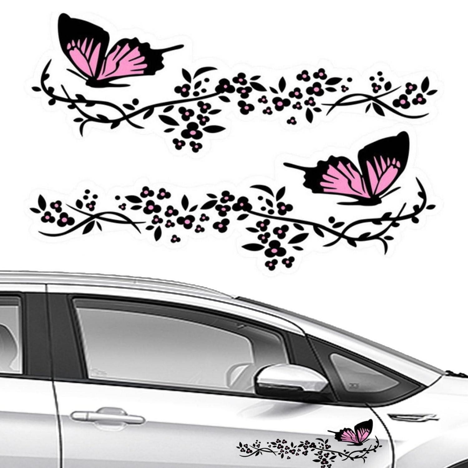 LuxusKollektion Aufkleber Aufkleber Schmetterling Auto Motorrad Koffer Wand 2er Schwarz und Rosa