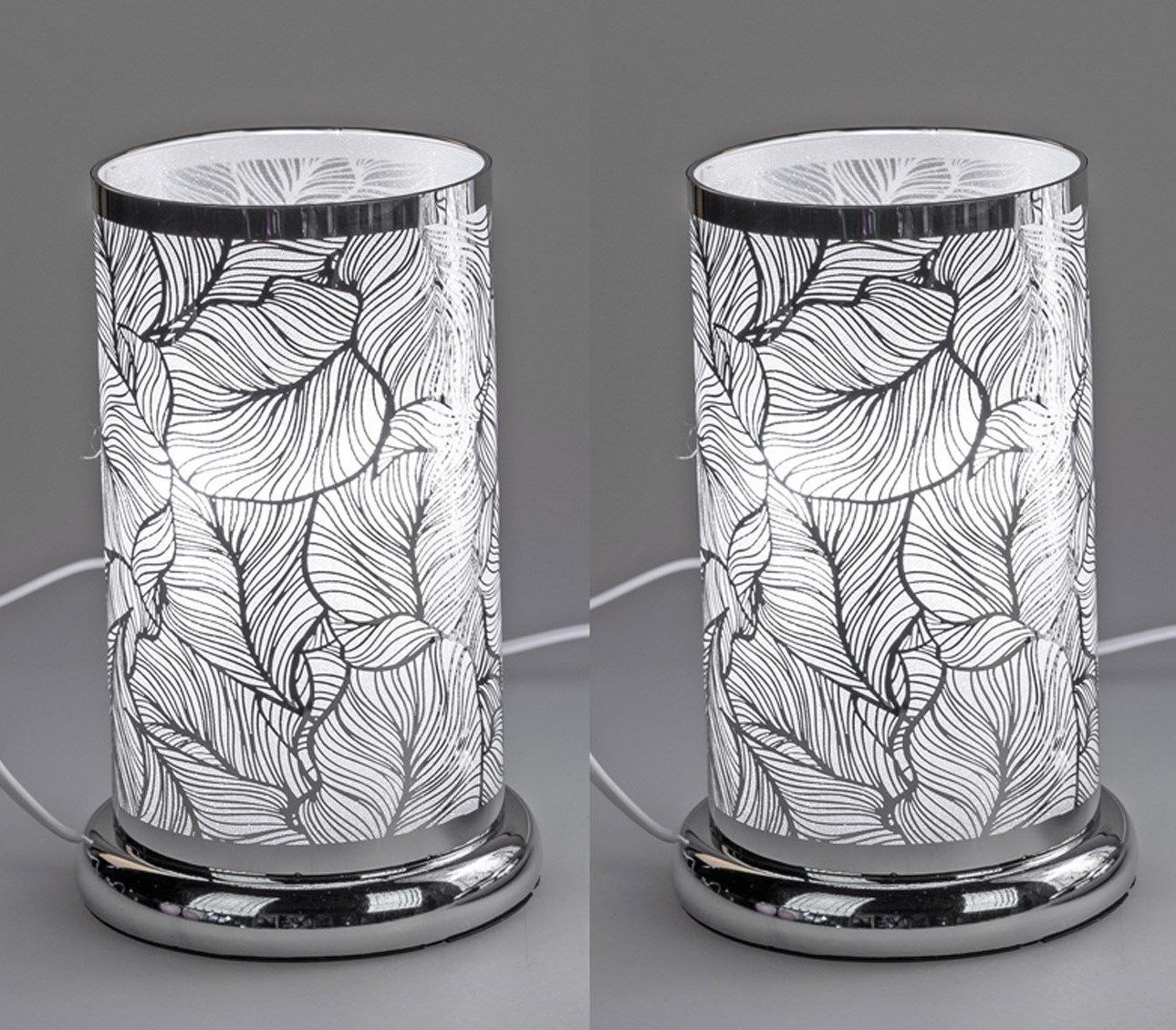 formano Tischleuchte Touch, nicht enthalten, Touchfunktion, Silber, Blätter, H: 24cm