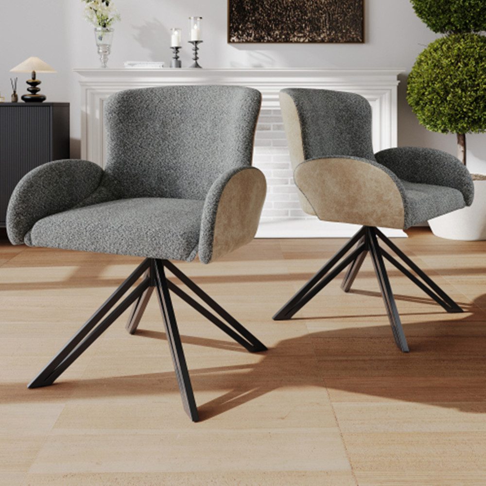 XDeer Stuhl 2 StückWohnzimmerstuhl, Esszimmerstuhl, Schminkstuhl, Stuhl, modernen Modestil,Stuhl mit Armlehnen, 360-Grad-Drehstuhl