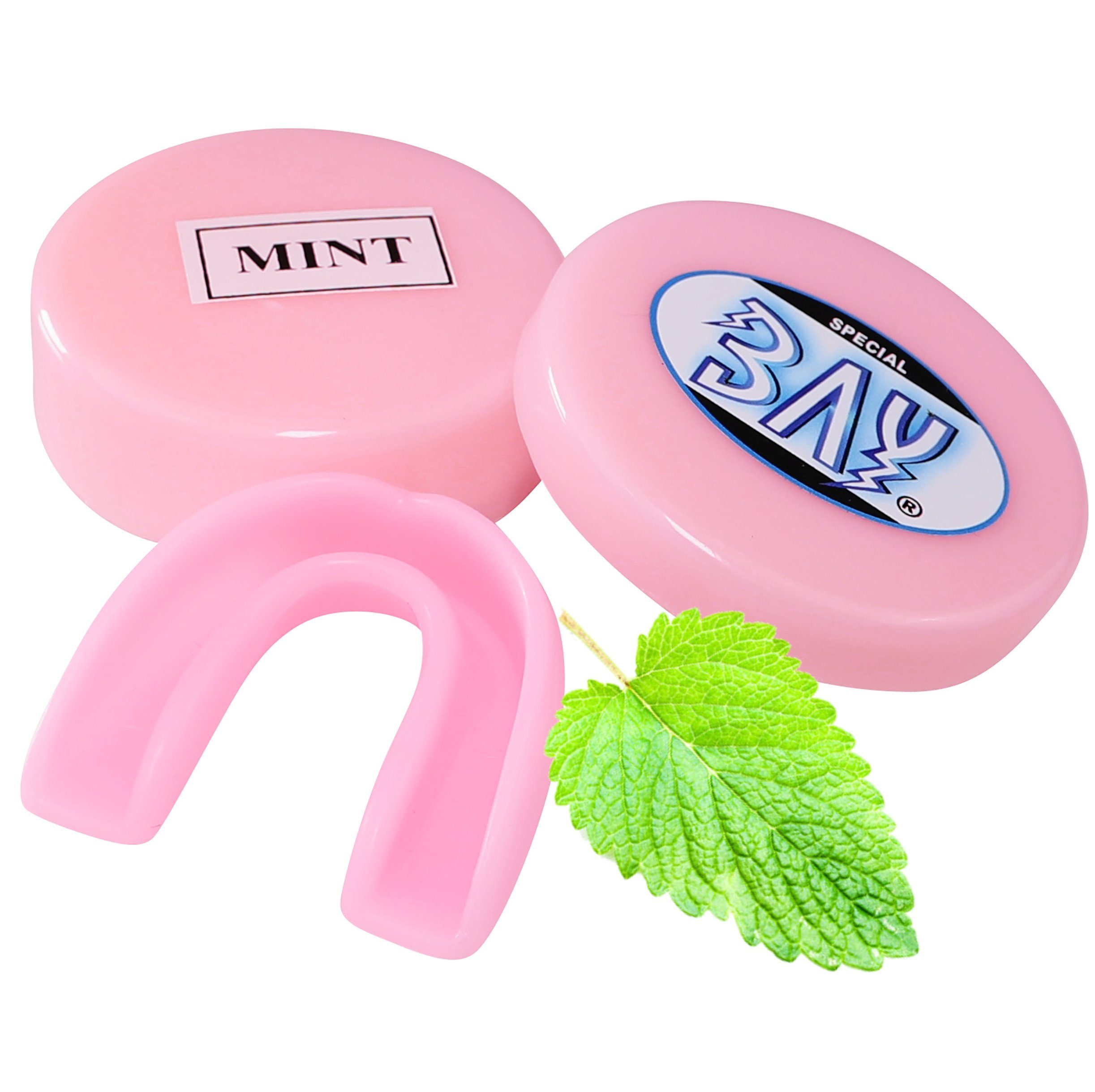 BAY-Sports Zahnschutz Zahnschützer mit Pfefferminz Aroma Boxen pink rosa Mundschutz Sport (Für Vollkontakt geeignet, Minz Geschmack), Kampfsport, MMA, Krav Maga, Judo Karate Ballsport Kickboxen Taekwondo