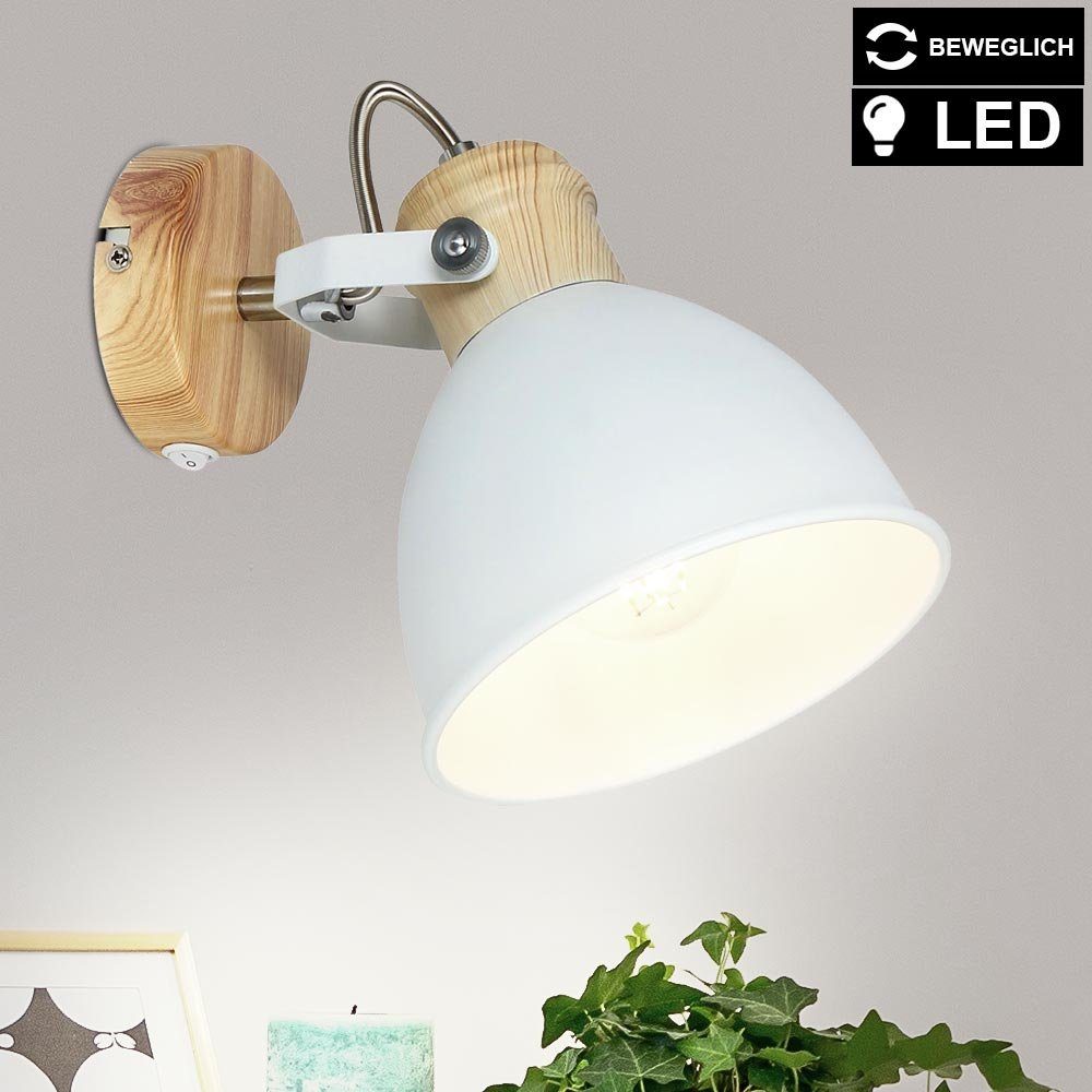 Leuchte Wand inklusive, Warmweiß, Strahler LED Spot weiß- etc-shop Lampe Design Optik Wandleuchte, Leuchtmittel Holz
