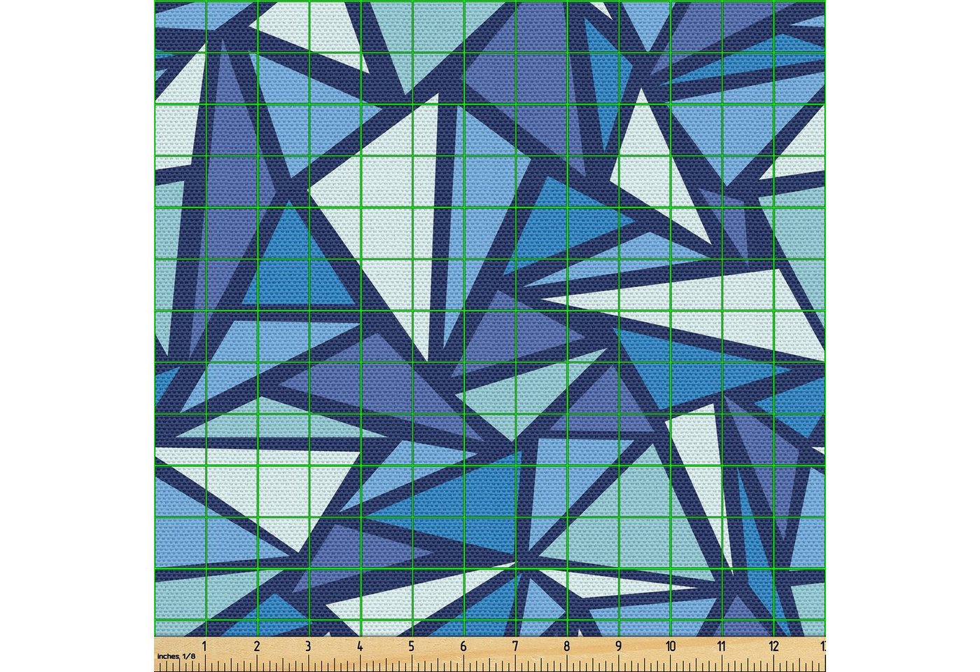 Thumbnail - Abakuhaus Stoff Schön Gewebten Stoff für Polster und Wohnaccessoires, Blau Geometrische Zusammenfassung Ice