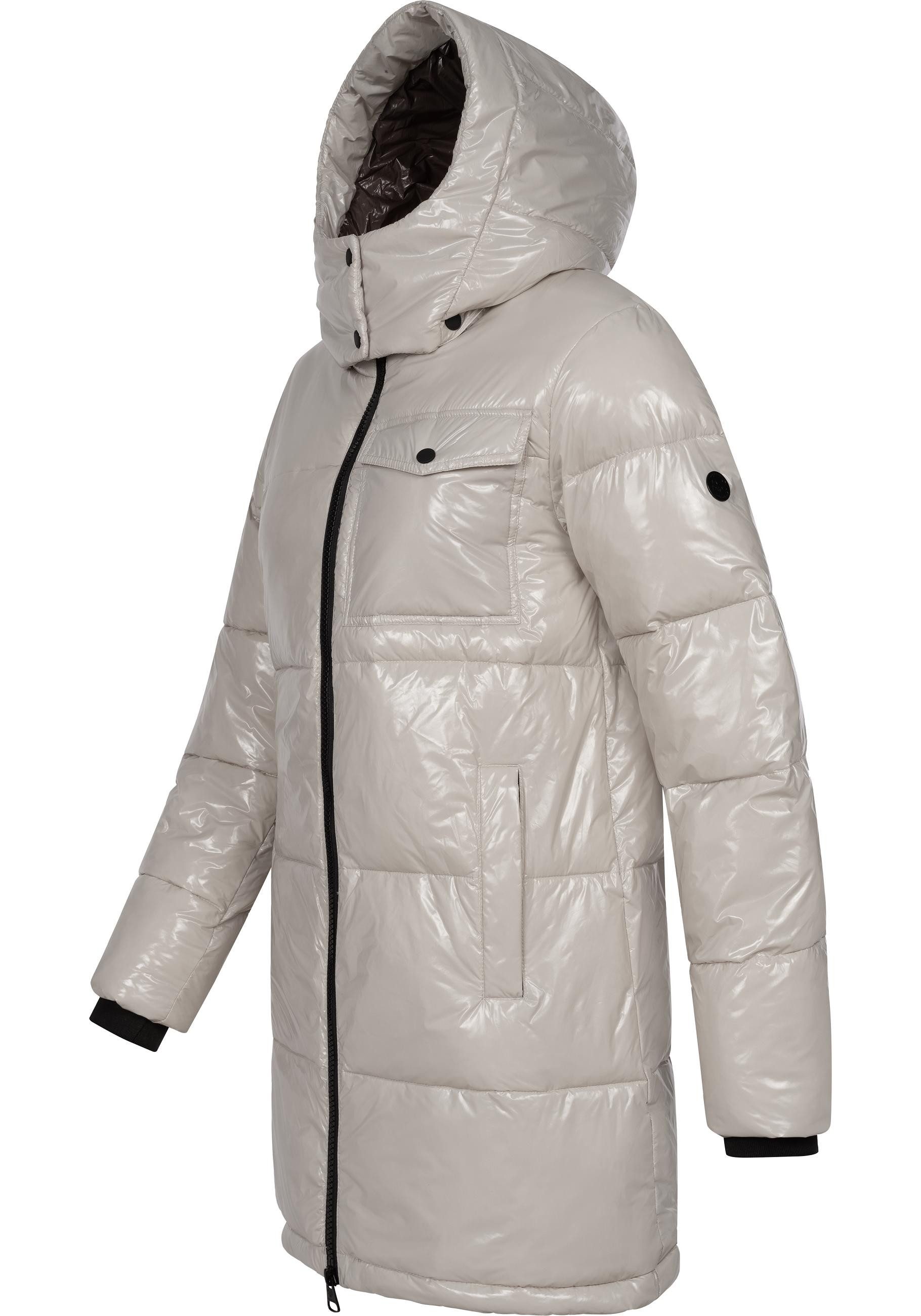 Ragwear Wintermantel Roobie Long super stylischer, gänzender Damen Steppmantel – Bild 2 von 5