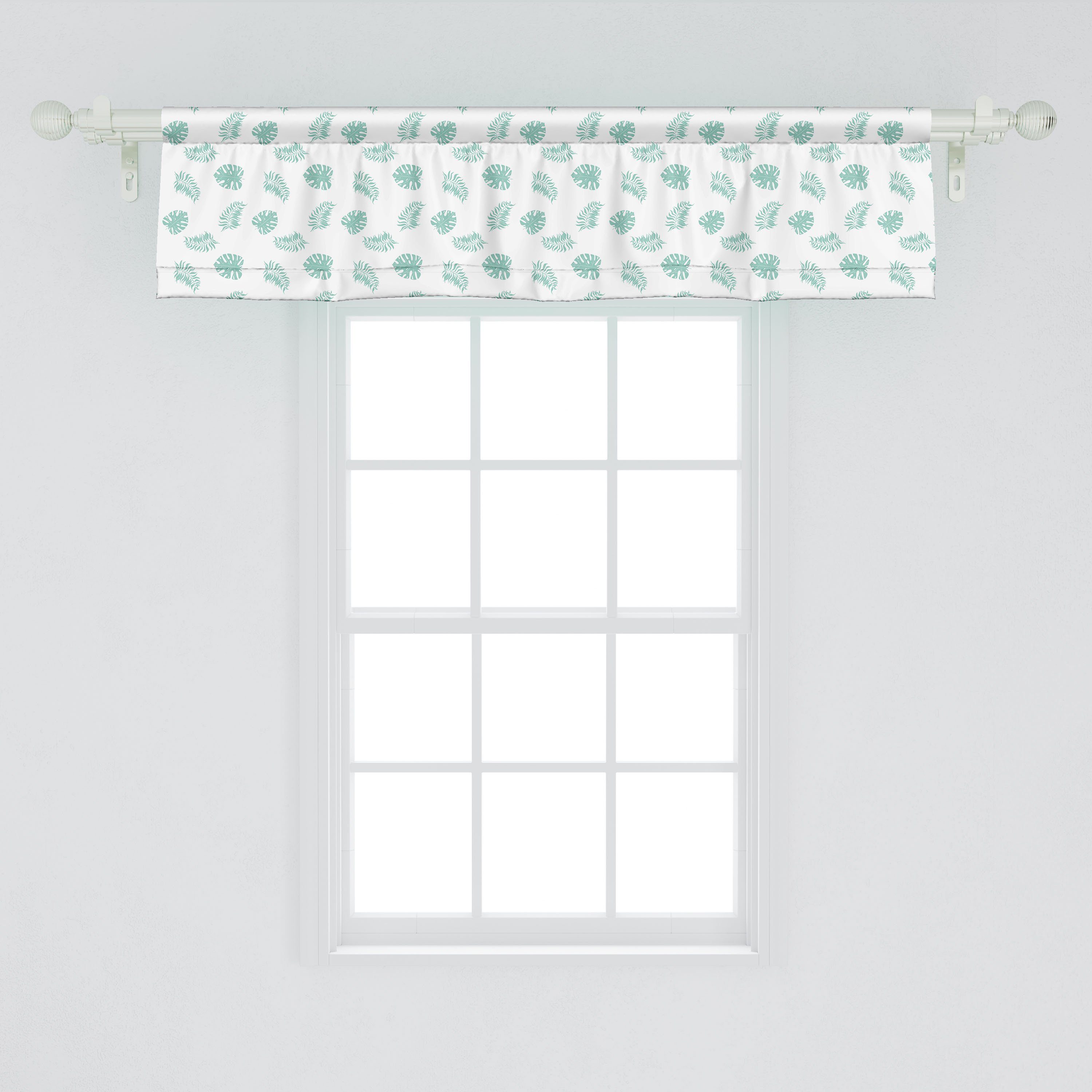 Scheibengardine Vorhang Volant für Küche Philodendron Monochrome Dekor Microfaser, Kunst Stangentasche, Jungle Abakuhaus, Schlafzimmer mit