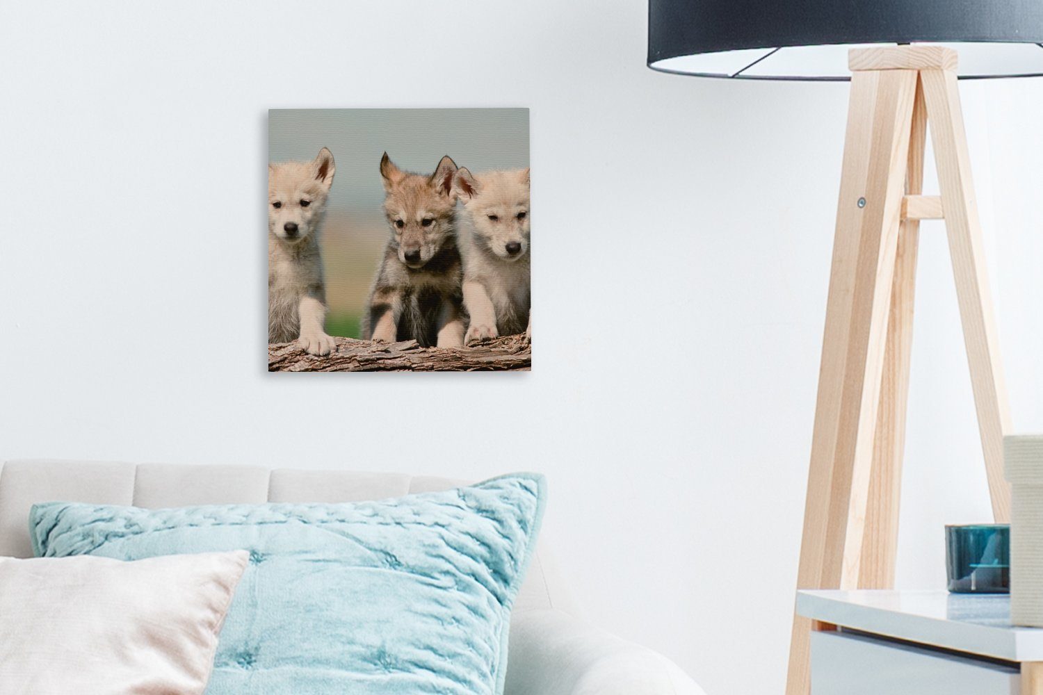 Leinwandbild Wohnzimmer (1 für Bilder Schlafzimmer St), Holz, - - Kind OneMillionCanvasses® Leinwand Wolf