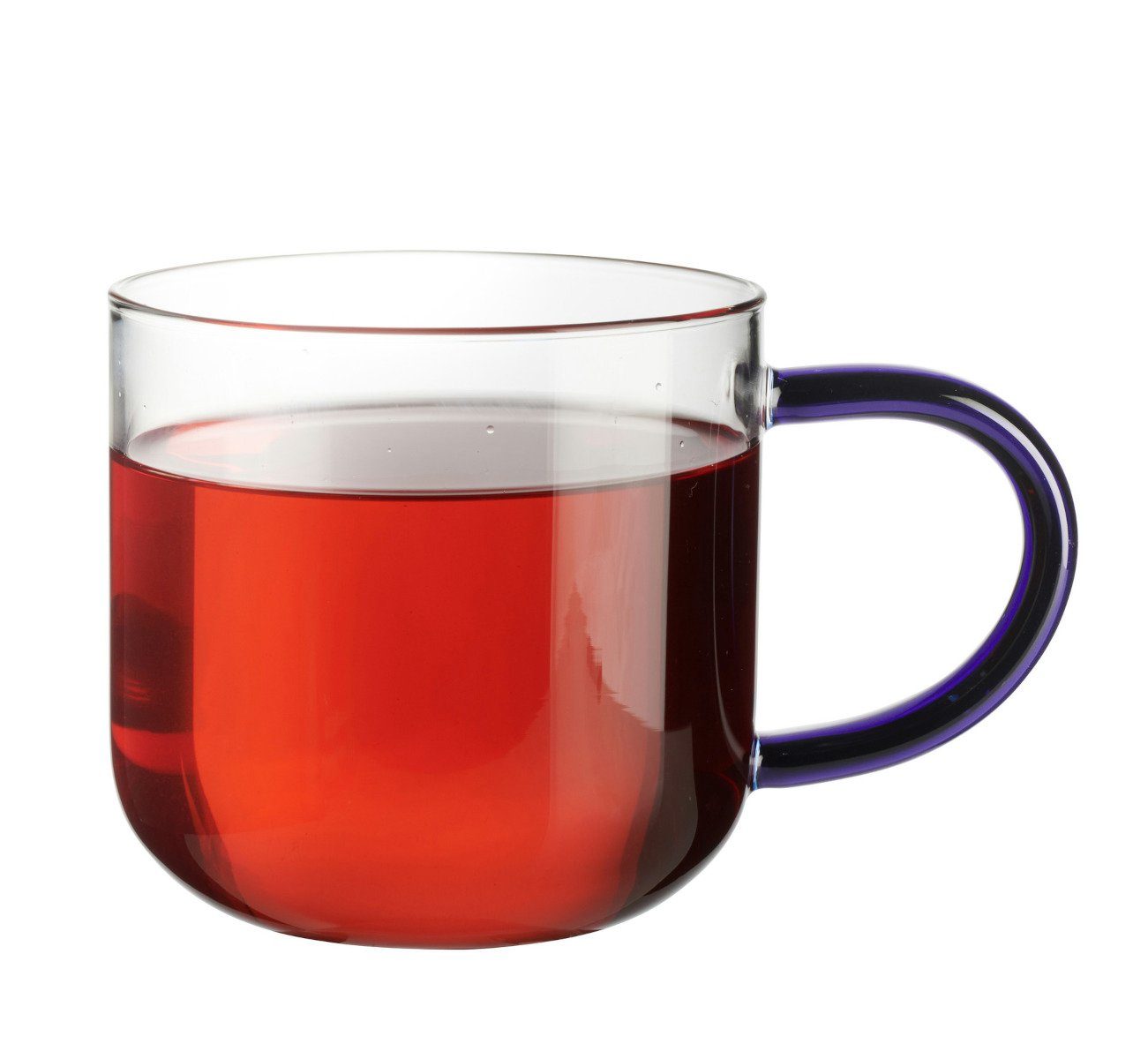 ASA SELECTION Becher coppa Glas Becher mit blauem Henkel 0,4l, Glas, Geschirr