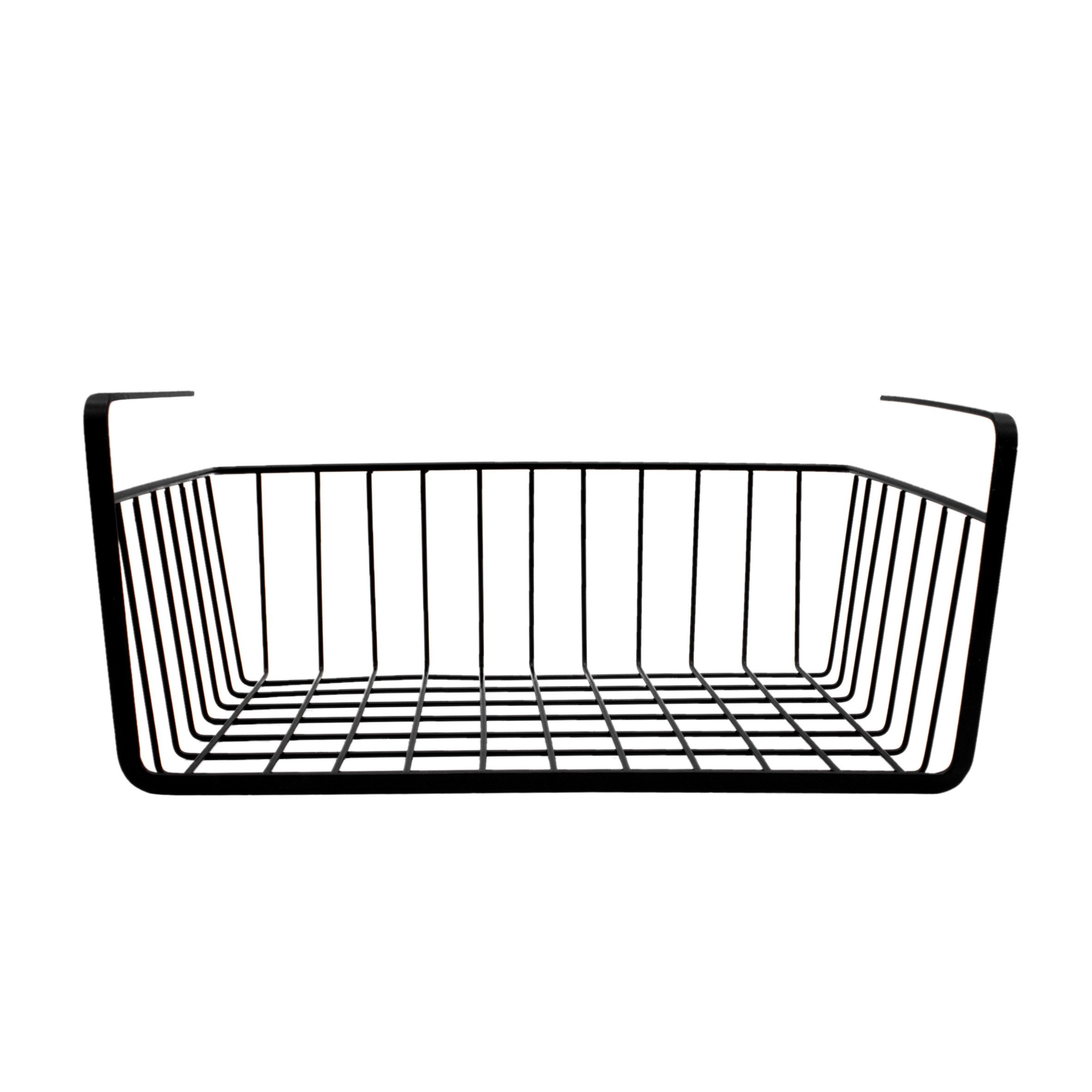 Spetebo Regalkorb Unterregal Hängekorb aus Metall 2er Set schwarz (Anzahl, 2 St., Stück), auch ideal zum Anbringen an Schrankfächer geeignet – Bild 3 von 5
