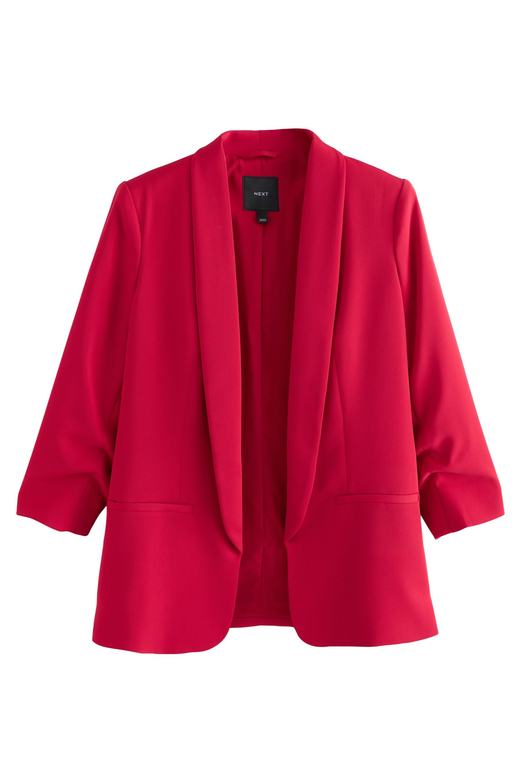 Next Jackenblazer Relaxed Fit Blazer mit Raffärmeln und Vichykaros (1-tlg)