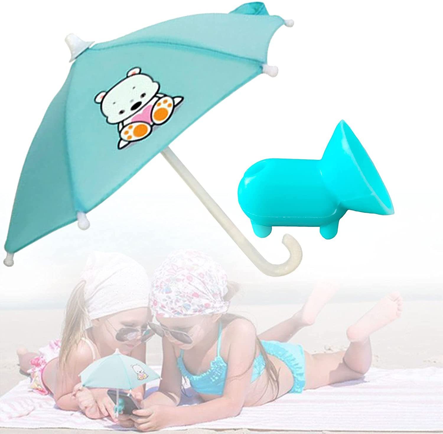 XDeer Handy-Halterung Handy-Regenschirm für Sonnenschirm – Mini-Regenschirm für Handy, (mit universell verstellbarem Schweinchen-Saugnapf-Ständer)