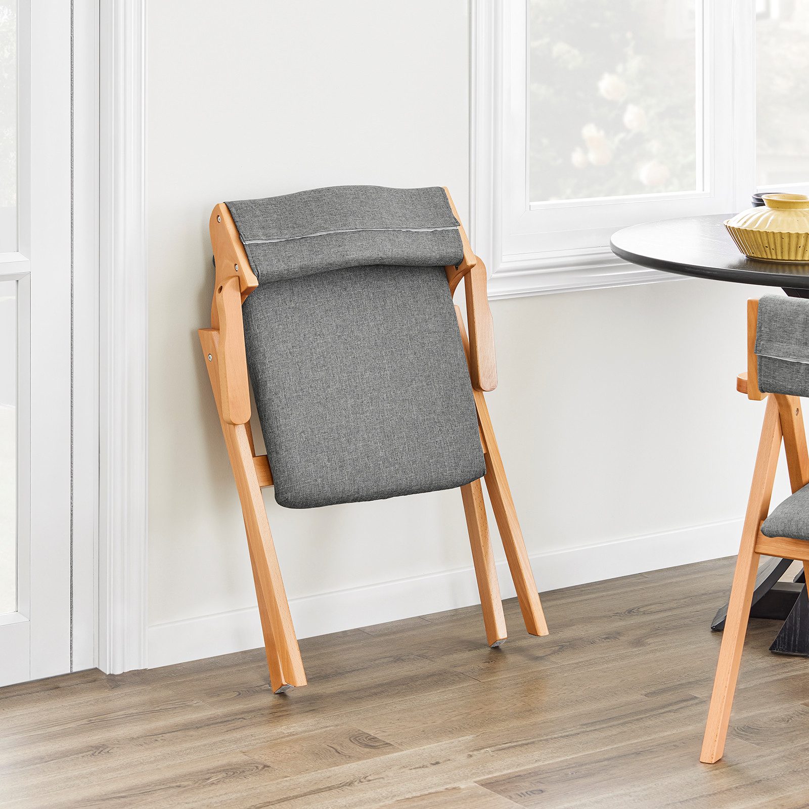 SoBuy Klappstuhl FST98, Holzstuhl Küchenstuhl Esszimmerstuhl klappbar, 4-Fuß-Stühle (1 St), Polsterstuhl mit Rücken- & Armlehne, Bürostuhl, Ergonomisches Design – Bild 5 von 5