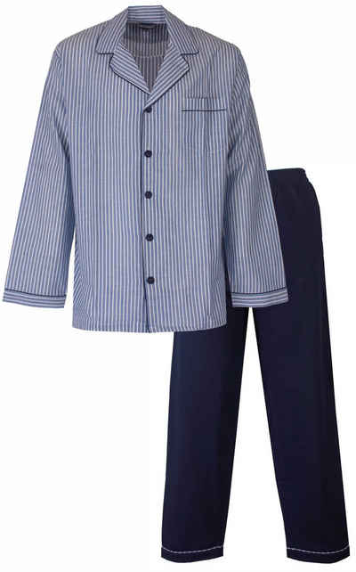 Paul Hopkins Schlafanzug Herren Pyjama lang geknöpft (2 tlg) Baumwolle