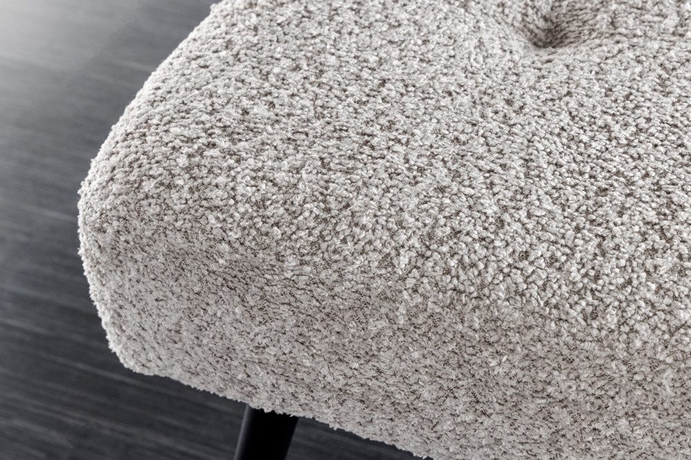 riess-ambiente Sitzbank BOUTIQUE 100cm champagner greige/schwarz – Bouclé-Stoff, Metallbeine (Einzelartikel, 1-St), weicher Teddystoff mit modernem Look – ideal – Bild 3 von 5